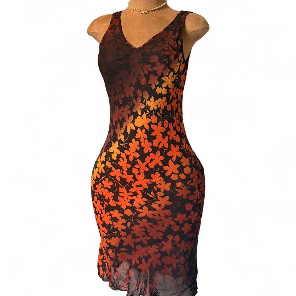 Chicc floral mesh midi dress
